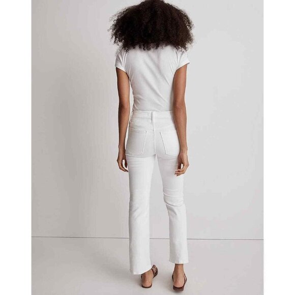 Madewell Mid Rise Kick Out Crop Jeans Pure White NI961, Size 25 - Picture 2 of 7
